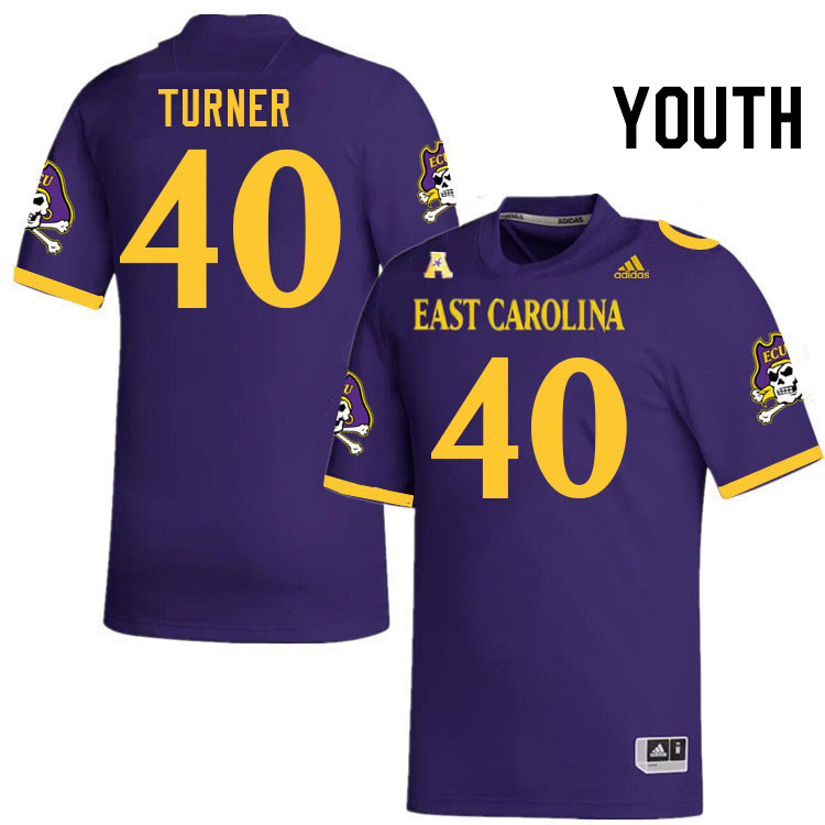 Youth #40 Greg Turner ECU Pirates College Football Jerseys Stitched Sale-Purple